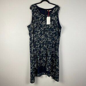 Standards and Practices Chiffon Camo High Low Dress Plus Size 2X Navy Blue